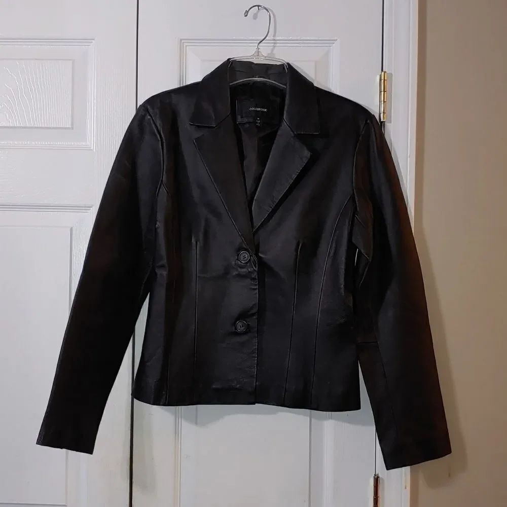 Colebrook fitted  black 100%  leather coat